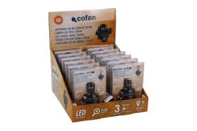 Cofan 04503131 - EXPOSITOR 12 UDS LINTERNA LED CABEZA "ZOOM"