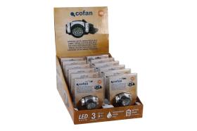 Cofan 04503132 - EXPOSITOR 12 UDS LINTERNA CABEZA 19 LED REGULABLE